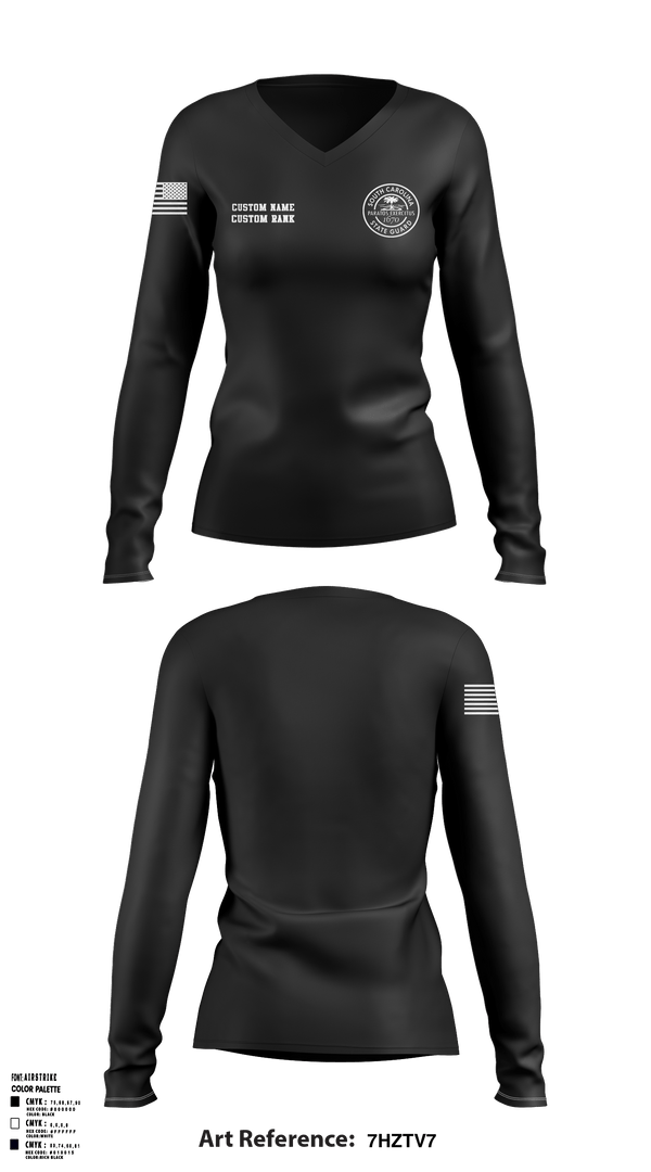 Women's Long Sleeve Vneck Shirt, South Carolina State Guard, , Teamtime, Team time, sublimation, custom sports apparel, team uniforms, spirit wear, spiritwear, sports uniforms, custom shirts, team store, custom team store, fundraiser sports, apparel fundraiser