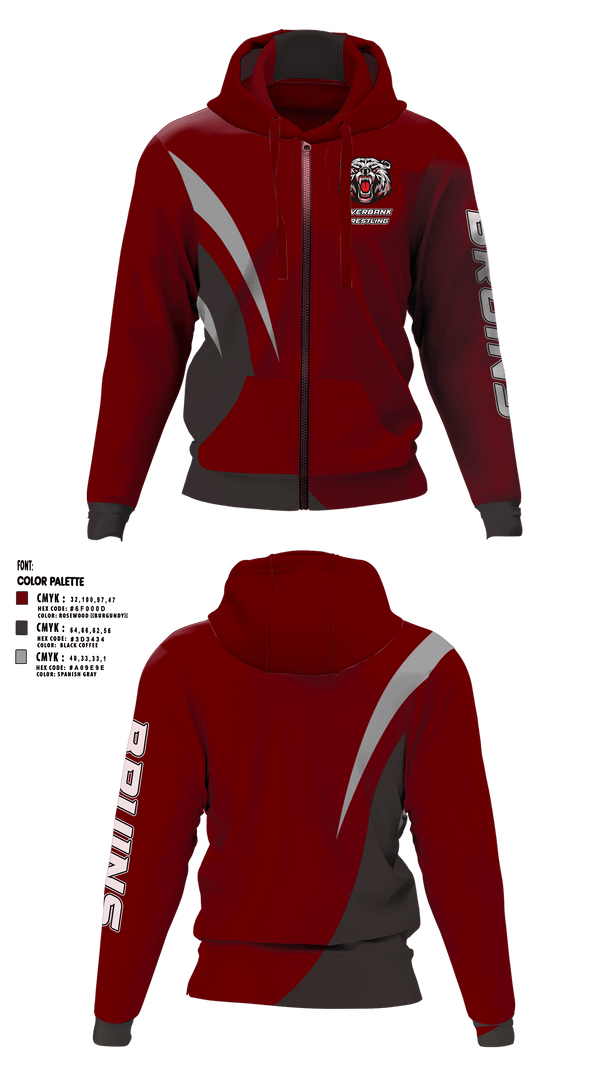 Zip Hoodie, BRUINS, Wrestling, Teamtime, Team time, sublimation, custom sports apparel, team uniforms, spirit wear, spiritwear, sports uniforms, custom shirts, team store, custom team store, fundraiser sports, apparel fundraiser