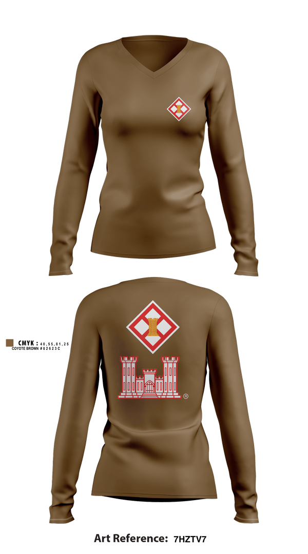Women's Long Sleeve Vneck Shirt, 344th CEC, Army, Teamtime, Team time, sublimation, custom sports apparel, team uniforms, spirit wear, spiritwear, sports uniforms, custom shirts, team store, custom team store, fundraiser sports, apparel fundraiser