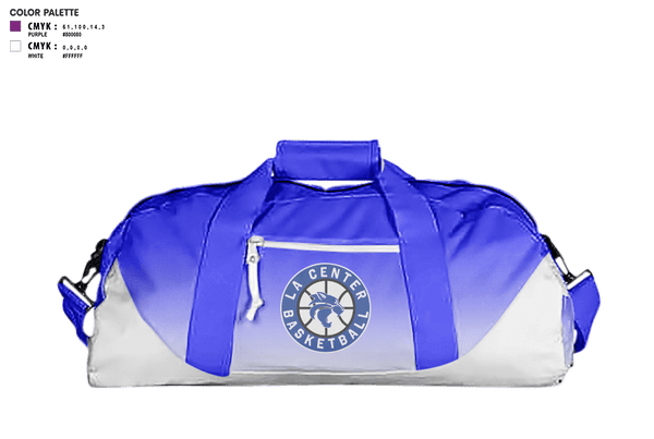 Duffle Bag, La Center High School Basketball, Women's Basketball, Teamtime, Team time, sublimation, custom sports apparel, team uniforms, spirit wear, spiritwear, sports uniforms, custom shirts, team store, custom team store, fundraiser sports, apparel fundraiser