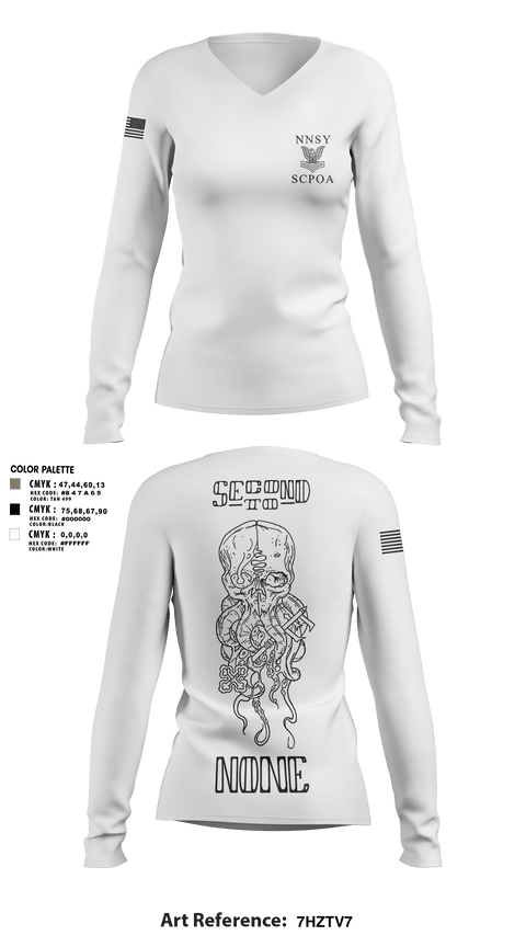 Women's Long Sleeve Vneck Shirt, NNSY SCPOA, Navy, Teamtime, Team time, sublimation, custom sports apparel, team uniforms, spirit wear, spiritwear, sports uniforms, custom shirts, team store, custom team store, fundraiser sports, apparel fundraiser