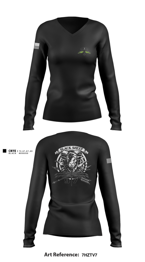 Women's Long Sleeve Vneck Shirt, , Army, Teamtime, Team time, sublimation, custom sports apparel, team uniforms, spirit wear, spiritwear, sports uniforms, custom shirts, team store, custom team store, fundraiser sports, apparel fundraiser