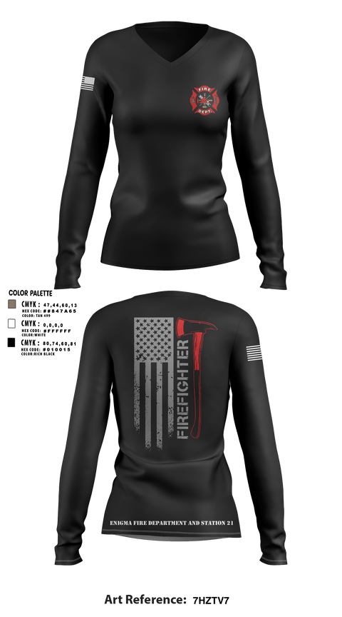 Women's Long Sleeve Vneck Shirt, enigma, station 21, Fire Department, Teamtime, Team time, sublimation, custom sports apparel, team uniforms, spirit wear, spiritwear, sports uniforms, custom shirts, team store, custom team store, fundraiser sports, apparel fundraiser