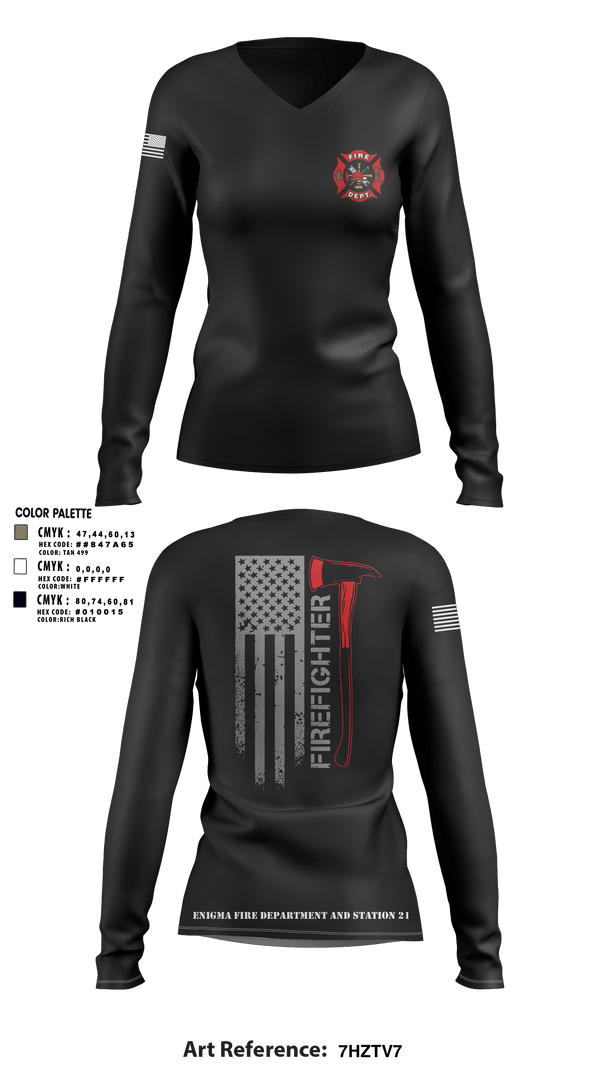 Women's Long Sleeve Vneck Shirt, enigma, station 21, Fire Department, Teamtime, Team time, sublimation, custom sports apparel, team uniforms, spirit wear, spiritwear, sports uniforms, custom shirts, team store, custom team store, fundraiser sports, apparel fundraiser