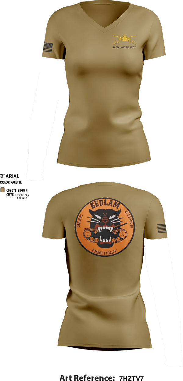 Women's Short Sleeve Vneck Shirt, HHC 1-635TH AR, National Guard, Teamtime, Team time, sublimation, custom sports apparel, team uniforms, spirit wear, spiritwear, sports uniforms, custom shirts, team store, custom team store, fundraiser sports, apparel fundraiser