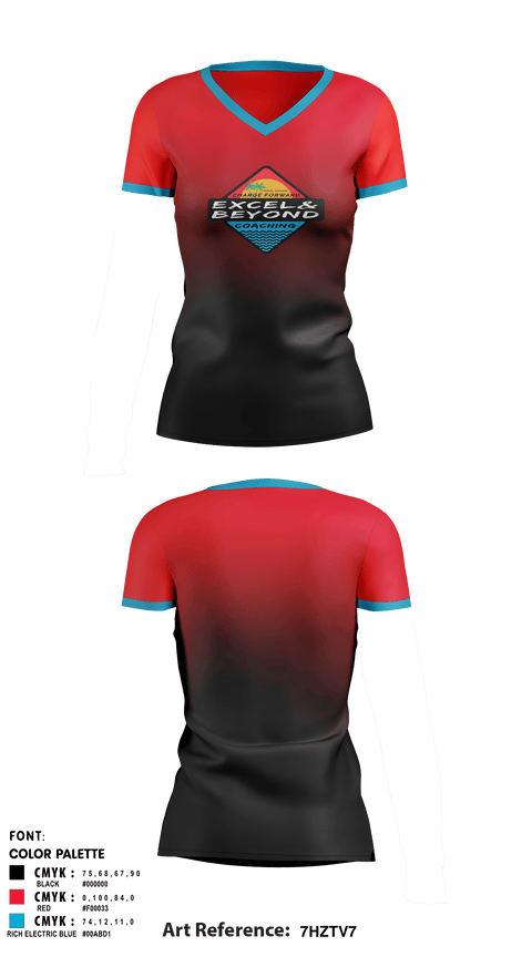 Women's Short Sleeve Vneck Shirt, Excel & Beyond Coaching, Cycling, Teamtime, Team time, sublimation, custom sports apparel, team uniforms, spirit wear, spiritwear, sports uniforms, custom shirts, team store, custom team store, fundraiser sports, apparel fundraiser