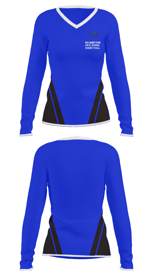 Women's Long Sleeve Vneck Shirt, Williamstown High School Basketball, Women's Basketball, Teamtime, Team time, sublimation, custom sports apparel, team uniforms, spirit wear, spiritwear, sports uniforms, custom shirts, team store, custom team store, fundraiser sports, apparel fundraiser