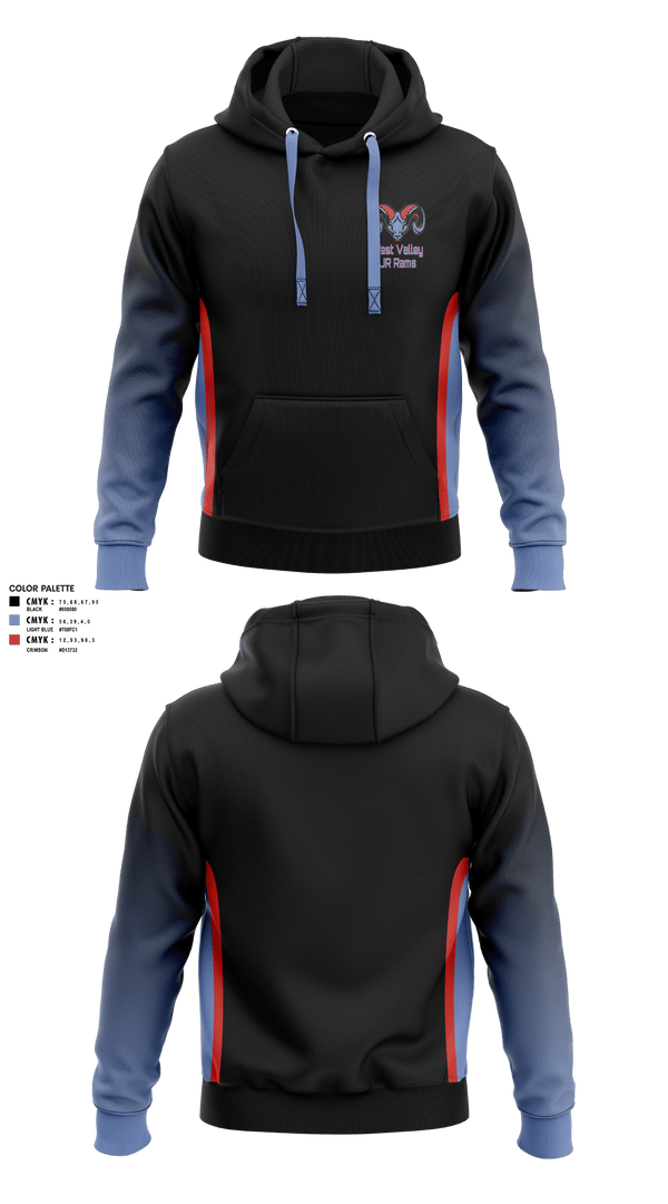 Hoodie, West Valley JR Rams, Football, Teamtime, Team time, sublimation, custom sports apparel, team uniforms, spirit wear, spiritwear, sports uniforms, custom shirts, team store, custom team store, fundraiser sports, apparel fundraiser
