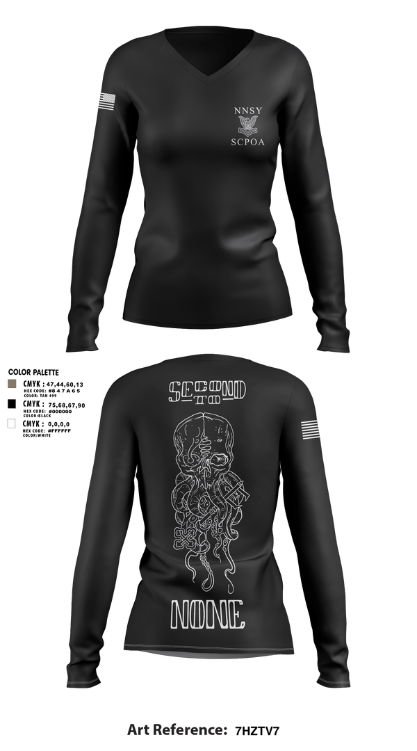 Women's Long Sleeve Vneck Shirt, NNSY SCPOA, Navy, Teamtime, Team time, sublimation, custom sports apparel, team uniforms, spirit wear, spiritwear, sports uniforms, custom shirts, team store, custom team store, fundraiser sports, apparel fundraiser
