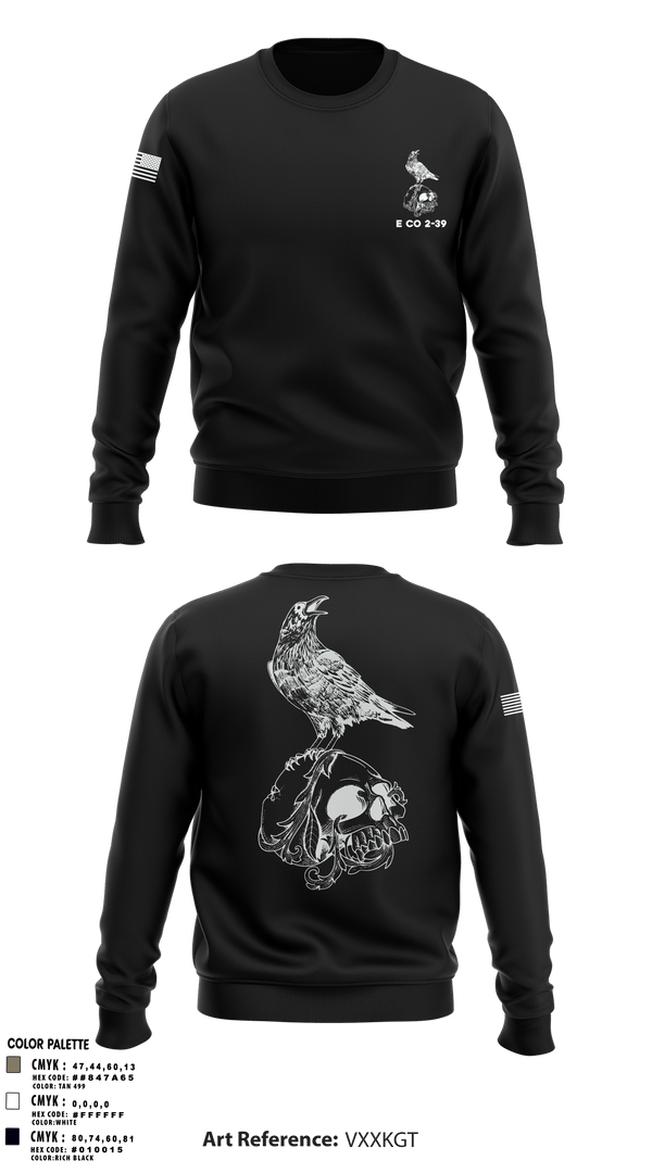 Crew Neck Sweatshirt, E CO 2-39, Army, Teamtime, Team time, sublimation, custom sports apparel, team uniforms, spirit wear, spiritwear, sports uniforms, custom shirts, team store, custom team store, fundraiser sports, apparel fundraiser