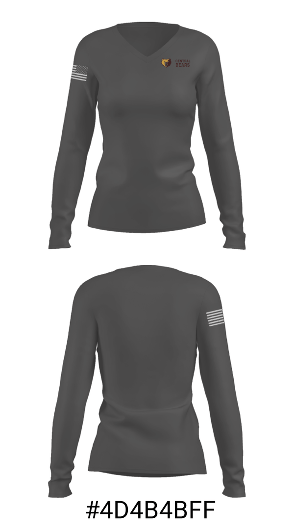 Women's Long Sleeve Vneck Shirt, Evansville Central High School Golf, Golf, Teamtime, Team time, sublimation, custom sports apparel, team uniforms, spirit wear, spiritwear, sports uniforms, custom shirts, team store, custom team store, fundraiser sports, apparel fundraiser