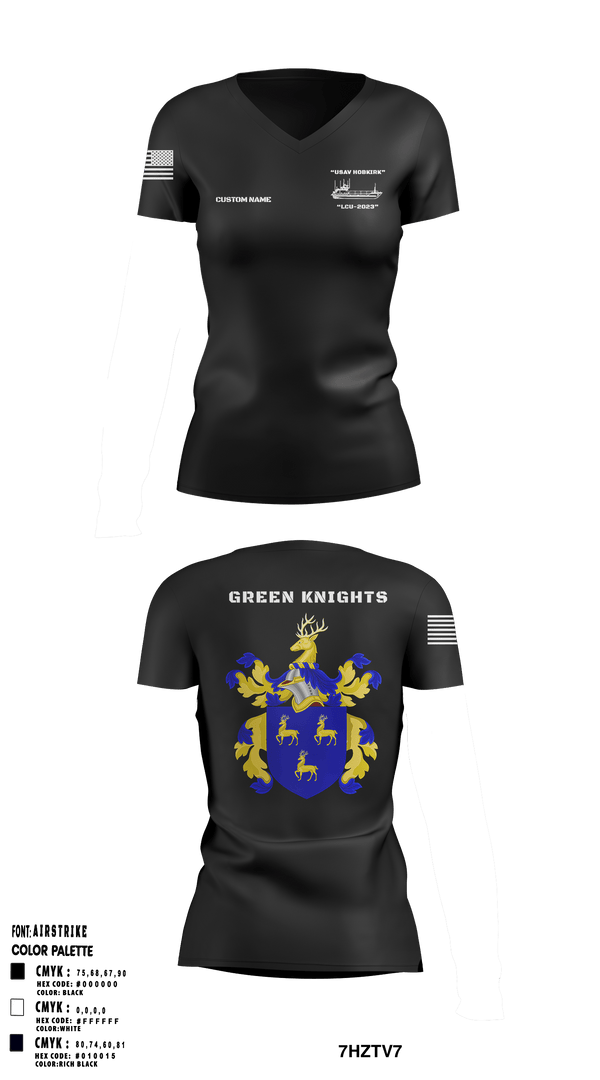 Women's Short Sleeve Vneck Shirt, Hobkirk Green Knights, Army, Teamtime, Team time, sublimation, custom sports apparel, team uniforms, spirit wear, spiritwear, sports uniforms, custom shirts, team store, custom team store, fundraiser sports, apparel fundraiser