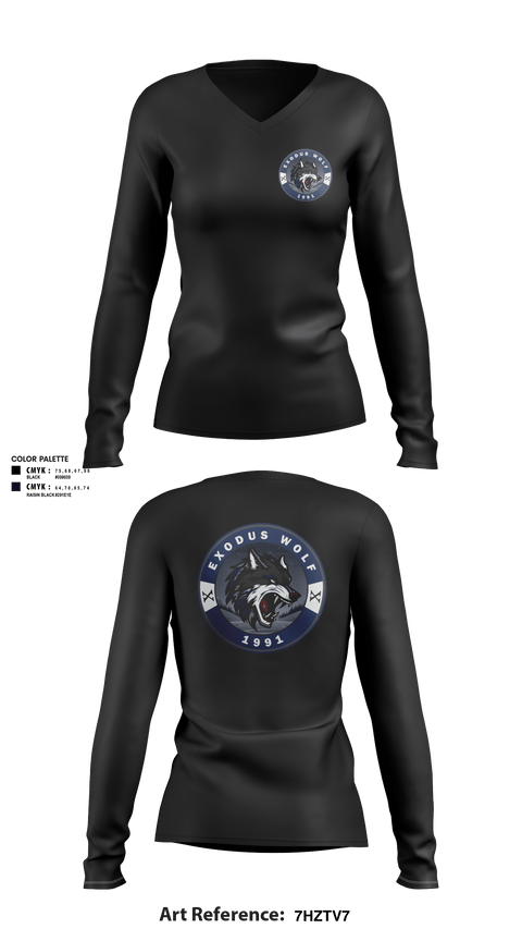 Women's Long Sleeve Vneck Shirt, Exodus_wolf1991, , Teamtime, Team time, sublimation, custom sports apparel, team uniforms, spirit wear, spiritwear, sports uniforms, custom shirts, team store, custom team store, fundraiser sports, apparel fundraiser