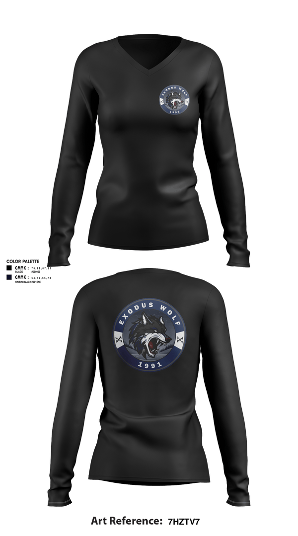 Women's Long Sleeve Vneck Shirt, Exodus_wolf1991, , Teamtime, Team time, sublimation, custom sports apparel, team uniforms, spirit wear, spiritwear, sports uniforms, custom shirts, team store, custom team store, fundraiser sports, apparel fundraiser