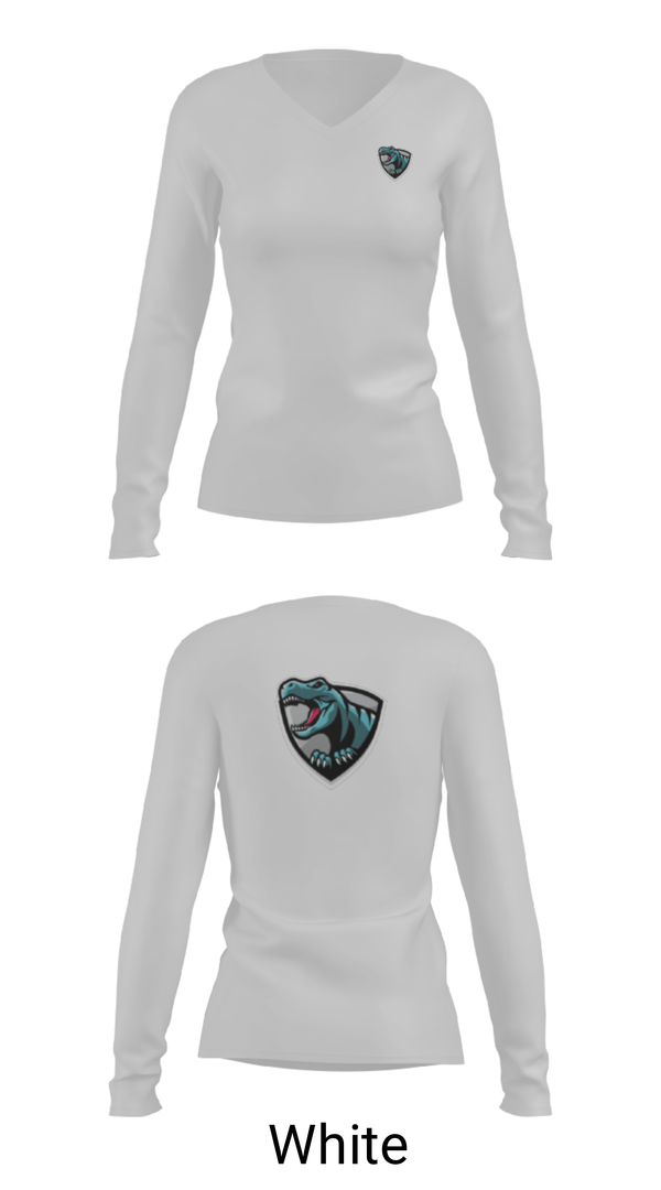 Women's Long Sleeve Vneck Shirt, Rex95 Dino’s, Bowling, Teamtime, Team time, sublimation, custom sports apparel, team uniforms, spirit wear, spiritwear, sports uniforms, custom shirts, team store, custom team store, fundraiser sports, apparel fundraiser