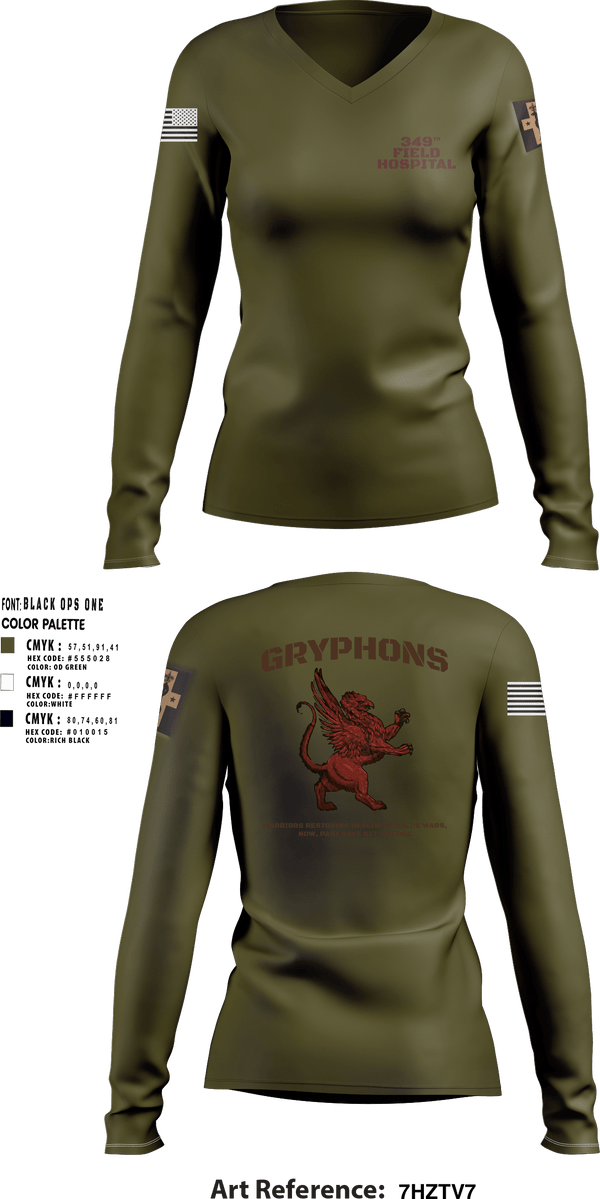 Women's Long Sleeve Vneck Shirt, , Army, Teamtime, Team time, sublimation, custom sports apparel, team uniforms, spirit wear, spiritwear, sports uniforms, custom shirts, team store, custom team store, fundraiser sports, apparel fundraiser