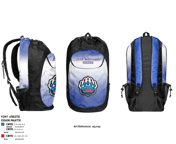 Gear Bag, John Marshall Soccer, Men's Soccer, Teamtime, Team time, sublimation, custom sports apparel, team uniforms, spirit wear, spiritwear, sports uniforms, custom shirts, team store, custom team store, fundraiser sports, apparel fundraiser