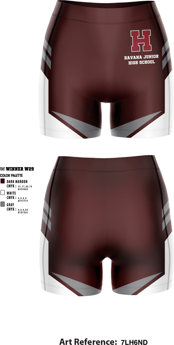 Women's Compression Shorts, Havana Junior High School, Spirit Store, Teamtime, Team time, sublimation, custom sports apparel, team uniforms, spirit wear, spiritwear, sports uniforms, custom shirts, team store, custom team store, fundraiser sports, apparel fundraiser