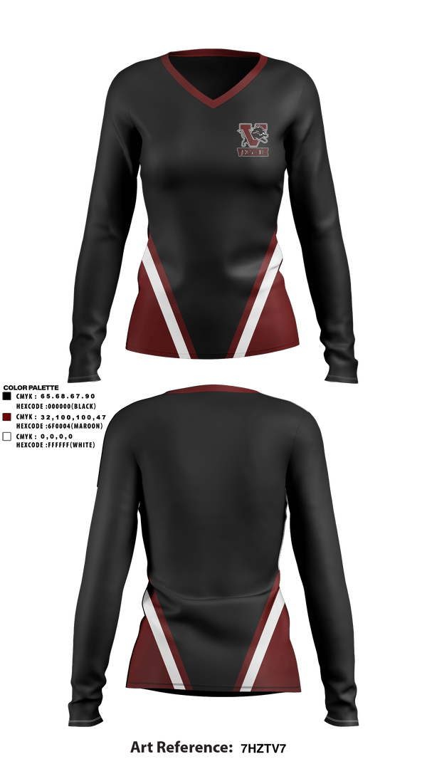 Women's Long Sleeve Vneck Shirt, Vernon Middle School, Spirit Store, Teamtime, Team time, sublimation, custom sports apparel, team uniforms, spirit wear, spiritwear, sports uniforms, custom shirts, team store, custom team store, fundraiser sports, apparel fundraiser