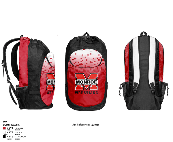 Gear Bag, Monroe Middle School, Wrestling, Teamtime, Team time, sublimation, custom sports apparel, team uniforms, spirit wear, spiritwear, sports uniforms, custom shirts, team store, custom team store, fundraiser sports, apparel fundraiser
