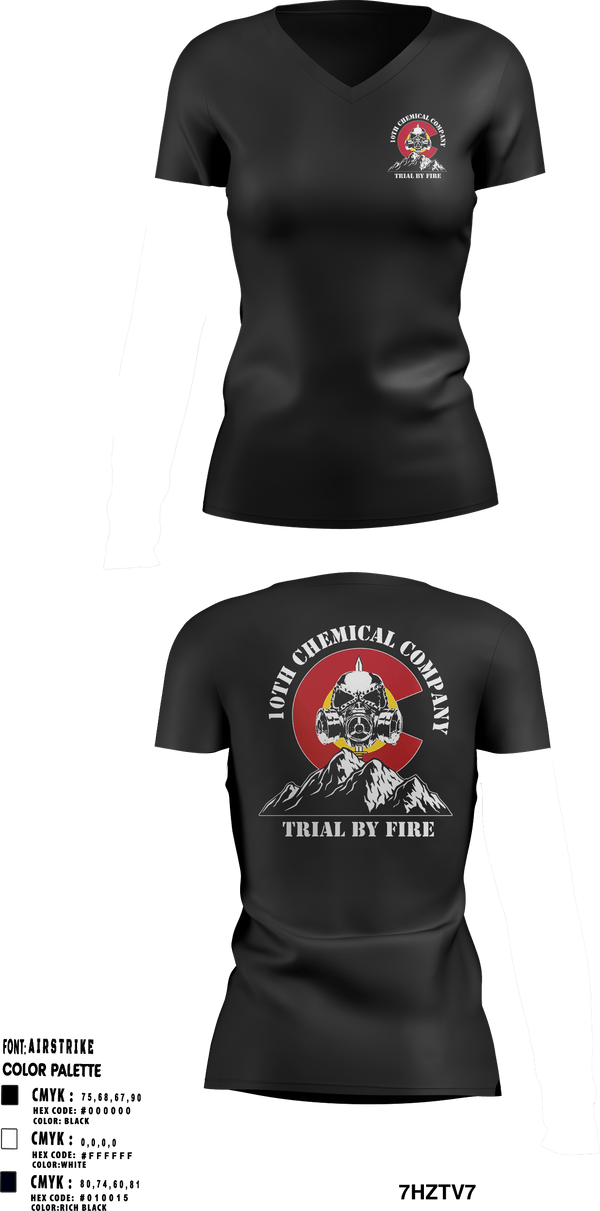 Women's Short Sleeve Vneck Shirt, 10th Chemical Company, , Teamtime, Team time, sublimation, custom sports apparel, team uniforms, spirit wear, spiritwear, sports uniforms, custom shirts, team store, custom team store, fundraiser sports, apparel fundraiser