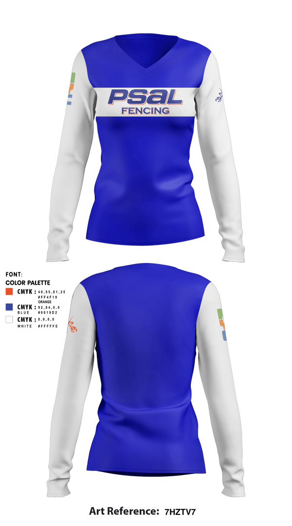 Women's Long Sleeve Vneck Shirt, PSAL Fencing, Spirit Store, Teamtime, Team time, sublimation, custom sports apparel, team uniforms, spirit wear, spiritwear, sports uniforms, custom shirts, team store, custom team store, fundraiser sports, apparel fundraiser