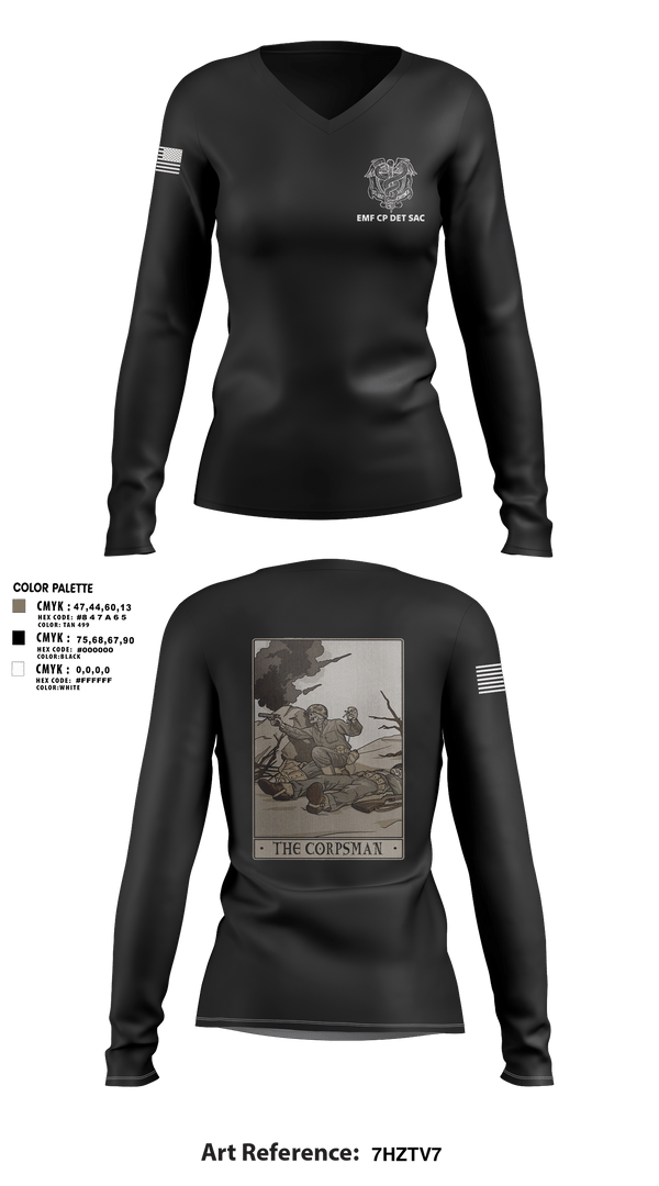 Women's Long Sleeve Vneck Shirt, EMF CP DET SAC, , Teamtime, Team time, sublimation, custom sports apparel, team uniforms, spirit wear, spiritwear, sports uniforms, custom shirts, team store, custom team store, fundraiser sports, apparel fundraiser