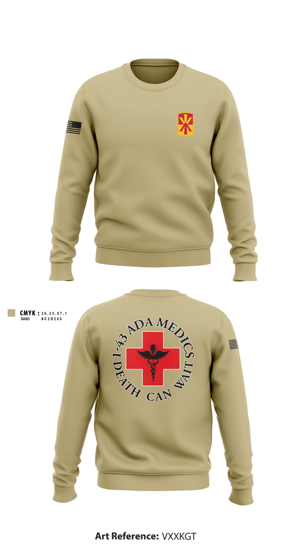 Crew Neck Sweatshirt, Medics, 1-43 ADA, Army, Teamtime, Team time, sublimation, custom sports apparel, team uniforms, spirit wear, spiritwear, sports uniforms, custom shirts, team store, custom team store, fundraiser sports, apparel fundraiser