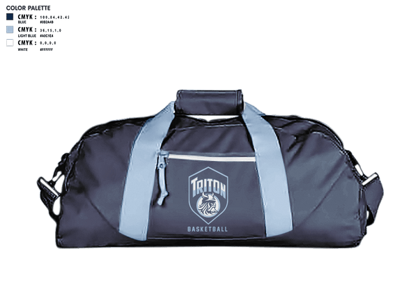 Duffle Bag, Triton Youth Basketball, Men's Basketball, Teamtime, Team time, sublimation, custom sports apparel, team uniforms, spirit wear, spiritwear, sports uniforms, custom shirts, team store, custom team store, fundraiser sports, apparel fundraiser