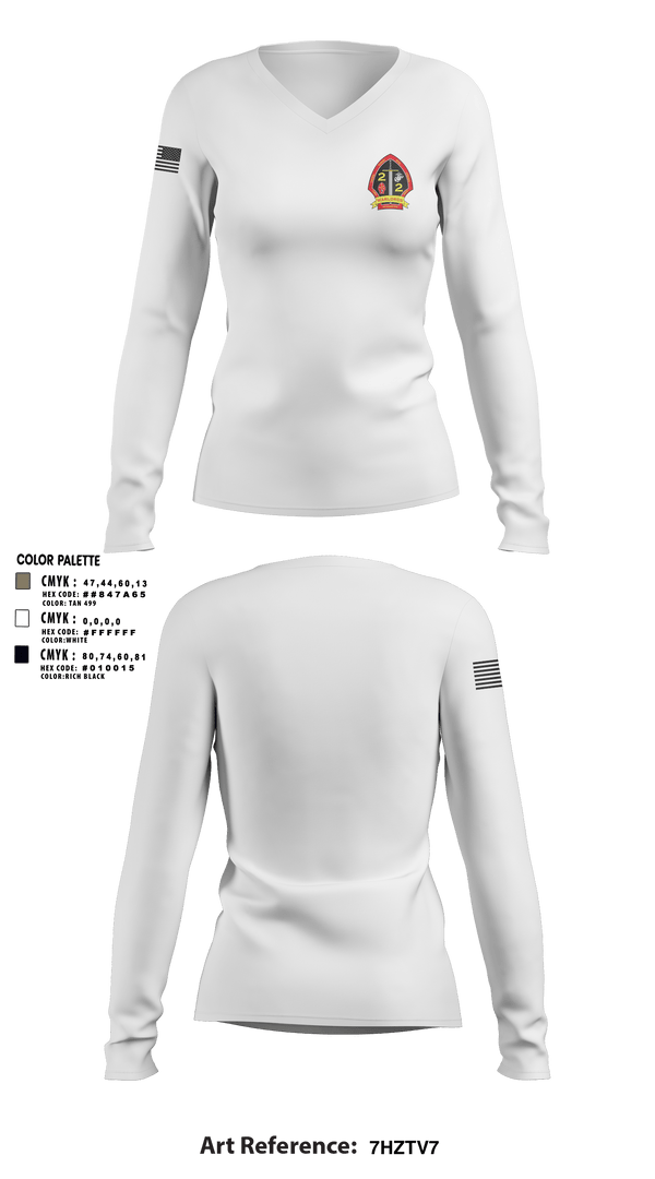 Women's Long Sleeve Vneck Shirt, 2nd battalion 2nd marines, Marines, Teamtime, Team time, sublimation, custom sports apparel, team uniforms, spirit wear, spiritwear, sports uniforms, custom shirts, team store, custom team store, fundraiser sports, apparel fundraiser