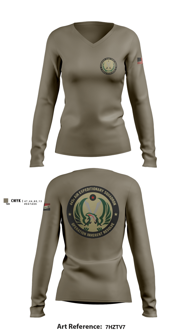 Women's Long Sleeve Vneck Shirt, 443 AES, Air Force, Teamtime, Team time, sublimation, custom sports apparel, team uniforms, spirit wear, spiritwear, sports uniforms, custom shirts, team store, custom team store, fundraiser sports, apparel fundraiser