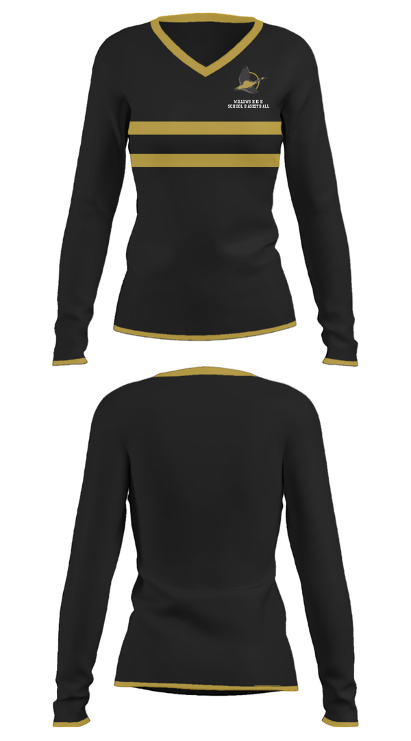 Women's Long Sleeve Vneck Shirt, Willows High School Basketball, Women's Basketball, Teamtime, Team time, sublimation, custom sports apparel, team uniforms, spirit wear, spiritwear, sports uniforms, custom shirts, team store, custom team store, fundraiser sports, apparel fundraiser