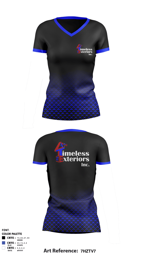 Women's Short Sleeve Vneck Shirt, Timeless exteriorsTimeless exteriors, , Teamtime, Team time, sublimation, custom sports apparel, team uniforms, spirit wear, spiritwear, sports uniforms, custom shirts, team store, custom team store, fundraiser sports, apparel fundraiser