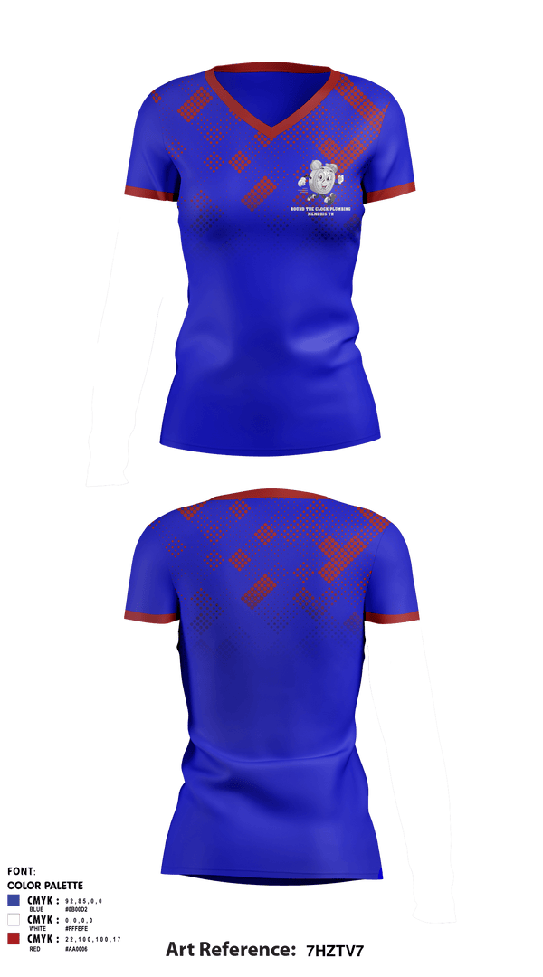 Women's Short Sleeve Vneck Shirt, ROUND THE CLOCK PLUMBING, , Teamtime, Team time, sublimation, custom sports apparel, team uniforms, spirit wear, spiritwear, sports uniforms, custom shirts, team store, custom team store, fundraiser sports, apparel fundraiser