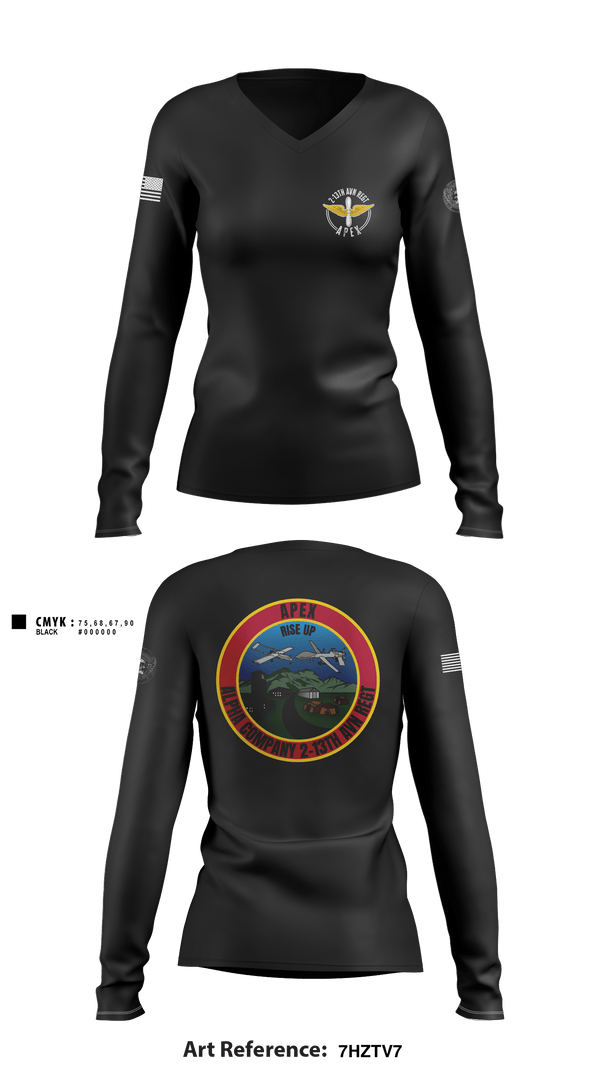 Women's Long Sleeve Vneck Shirt, A Co, 2-13th AVN REGT, , Teamtime, Team time, sublimation, custom sports apparel, team uniforms, spirit wear, spiritwear, sports uniforms, custom shirts, team store, custom team store, fundraiser sports, apparel fundraiser