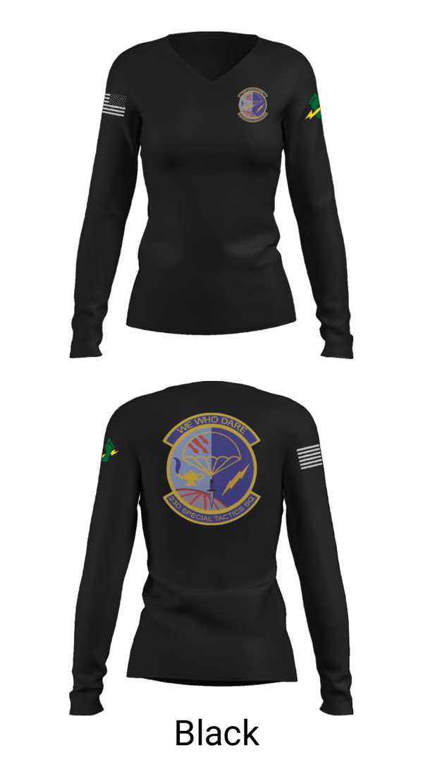 Women's Long Sleeve Vneck Shirt, , Air Force, Teamtime, Team time, sublimation, custom sports apparel, team uniforms, spirit wear, spiritwear, sports uniforms, custom shirts, team store, custom team store, fundraiser sports, apparel fundraiser