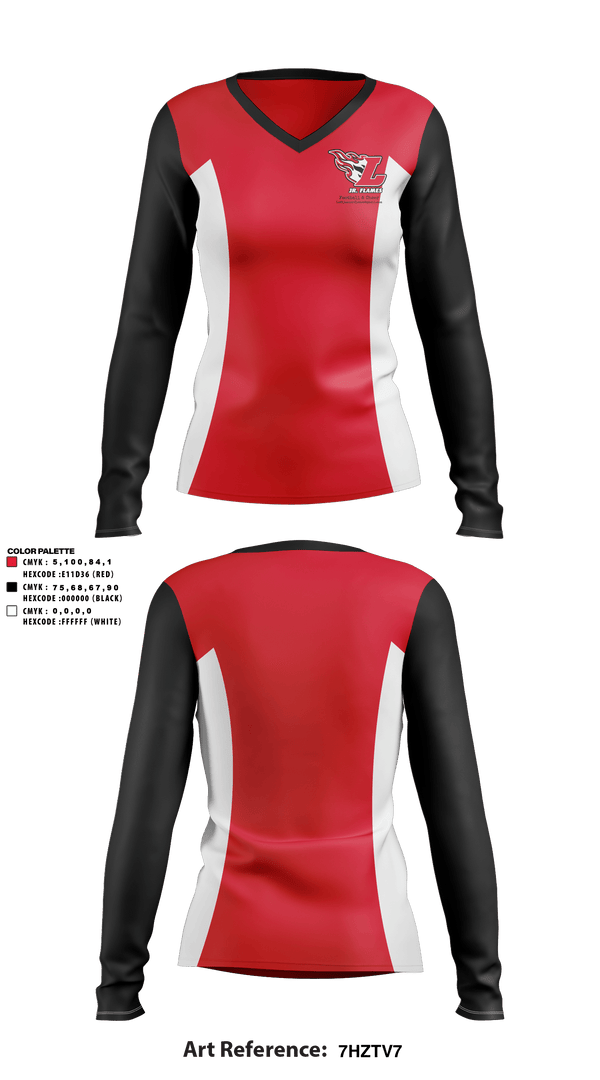 Women's Long Sleeve Vneck Shirt, Lodi Jr Flames Football & Cheer, Cheer, Teamtime, Team time, sublimation, custom sports apparel, team uniforms, spirit wear, spiritwear, sports uniforms, custom shirts, team store, custom team store, fundraiser sports, apparel fundraiser