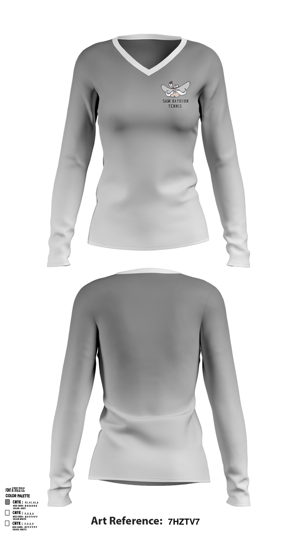 Women's Long Sleeve Vneck Shirt, Sam Rayburn High School Tennis, Tennis, Teamtime, Team time, sublimation, custom sports apparel, team uniforms, spirit wear, spiritwear, sports uniforms, custom shirts, team store, custom team store, fundraiser sports, apparel fundraiser