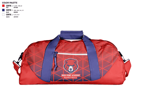 Duffle Bag, High Point Academy Basketball, Men's Basketball, Teamtime, Team time, sublimation, custom sports apparel, team uniforms, spirit wear, spiritwear, sports uniforms, custom shirts, team store, custom team store, fundraiser sports, apparel fundraiser