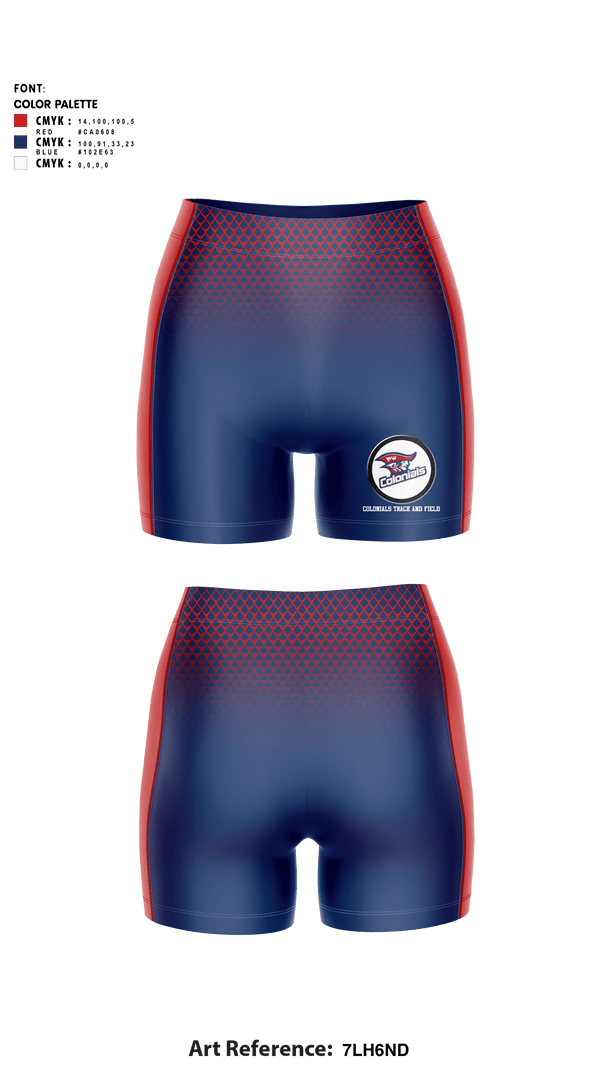 Women's Compression Shorts, Colonials Track and Field, Track & Field, Teamtime, Team time, sublimation, custom sports apparel, team uniforms, spirit wear, spiritwear, sports uniforms, custom shirts, team store, custom team store, fundraiser sports, apparel fundraiser