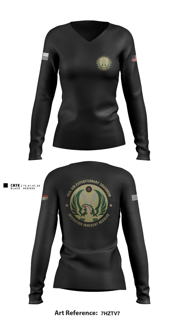 Women's Long Sleeve Vneck Shirt, 443 AES, Air Force, Teamtime, Team time, sublimation, custom sports apparel, team uniforms, spirit wear, spiritwear, sports uniforms, custom shirts, team store, custom team store, fundraiser sports, apparel fundraiser