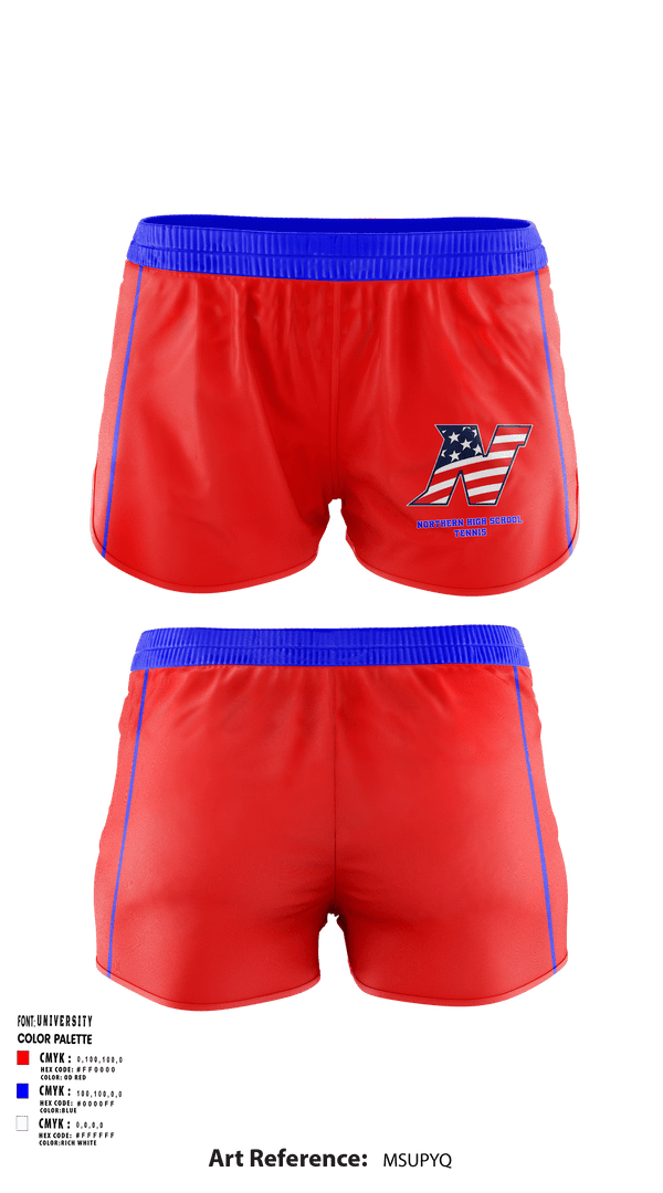 Women's Shorts, Northern High School Tennis, Tennis, Teamtime, Team time, sublimation, custom sports apparel, team uniforms, spirit wear, spiritwear, sports uniforms, custom shirts, team store, custom team store, fundraiser sports, apparel fundraiser