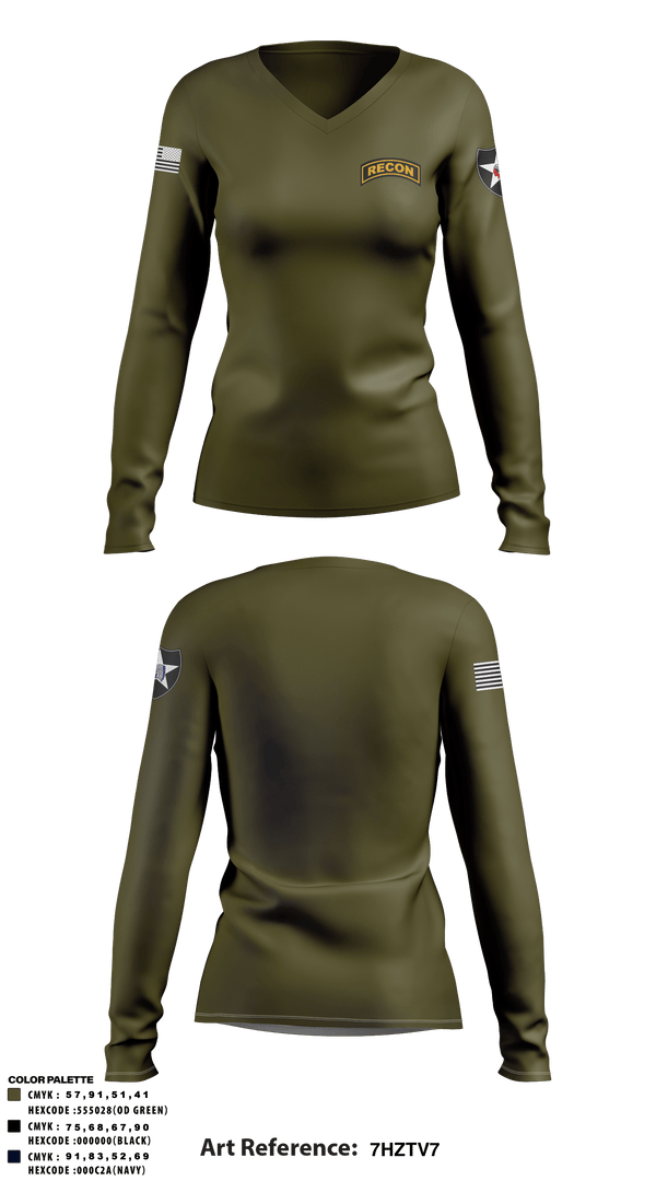 Women's Long Sleeve Vneck Shirt, , Army, Teamtime, Team time, sublimation, custom sports apparel, team uniforms, spirit wear, spiritwear, sports uniforms, custom shirts, team store, custom team store, fundraiser sports, apparel fundraiser