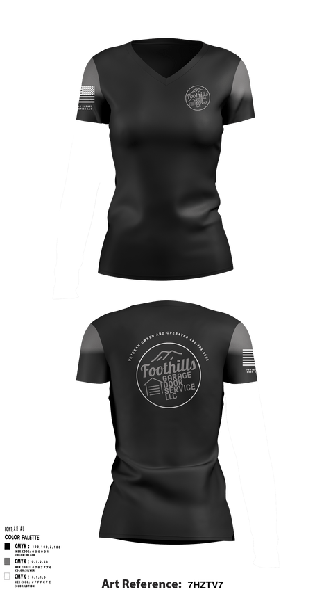 Women's Short Sleeve Vneck Shirt, Foothills Garage Door Service LLCFoothills Garage Door Service LLC, , Teamtime, Team time, sublimation, custom sports apparel, team uniforms, spirit wear, spiritwear, sports uniforms, custom shirts, team store, custom team store, fundraiser sports, apparel fundraiser