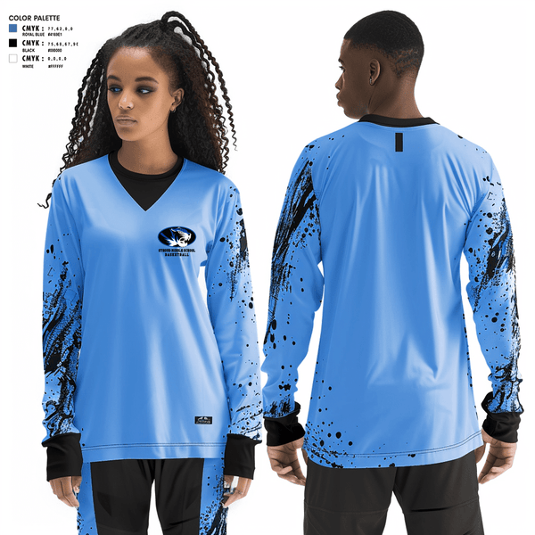 Women's Long Sleeve Vneck Shirt, Stroud Middle School, Women's Basketball, Teamtime, Team time, sublimation, custom sports apparel, team uniforms, spirit wear, spiritwear, sports uniforms, custom shirts, team store, custom team store, fundraiser sports, apparel fundraiser