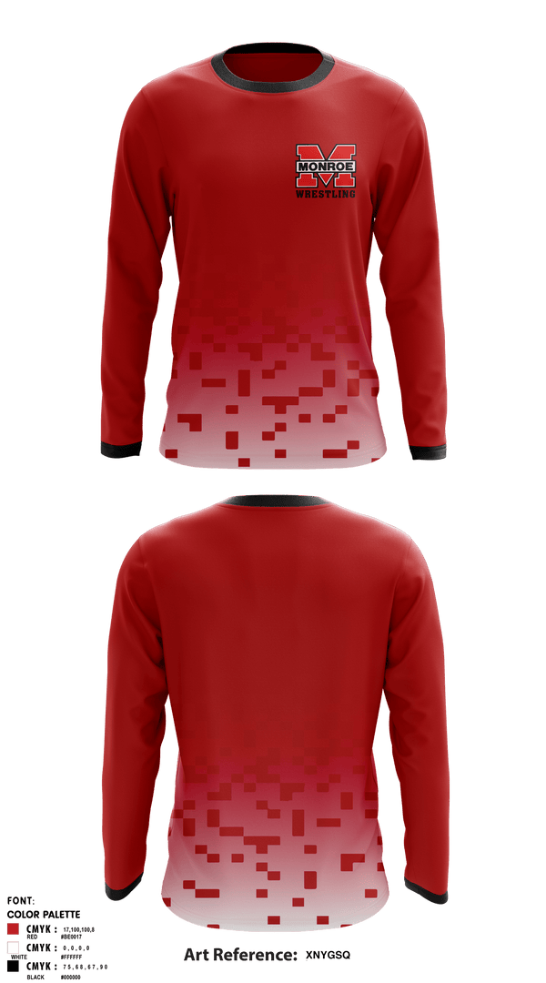 Long Sleeve Rash Guard Shirt, Monroe Middle School, Wrestling, Teamtime, Team time, sublimation, custom sports apparel, team uniforms, spirit wear, spiritwear, sports uniforms, custom shirts, team store, custom team store, fundraiser sports, apparel fundraiser