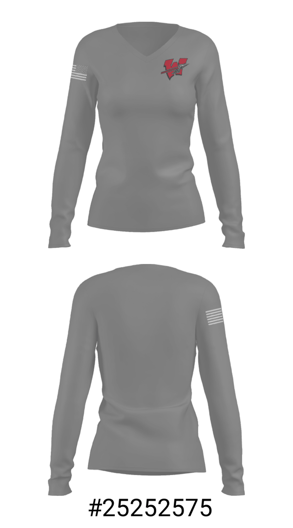 Women's Long Sleeve Vneck Shirt, Warrenton R-3 High School Volleyball, Men's Volleyball, Teamtime, Team time, sublimation, custom sports apparel, team uniforms, spirit wear, spiritwear, sports uniforms, custom shirts, team store, custom team store, fundraiser sports, apparel fundraiser