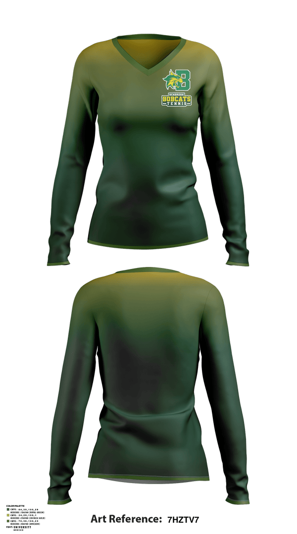 Women's Long Sleeve Vneck Shirt, Bobcat Tennis, Tennis, Teamtime, Team time, sublimation, custom sports apparel, team uniforms, spirit wear, spiritwear, sports uniforms, custom shirts, team store, custom team store, fundraiser sports, apparel fundraiser