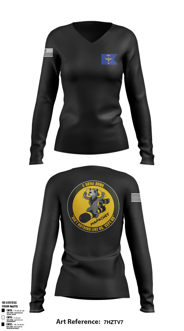 Women's Long Sleeve Vneck Shirt, E 501st 1 AD, CAB AVMX, Army, Teamtime, Team time, sublimation, custom sports apparel, team uniforms, spirit wear, spiritwear, sports uniforms, custom shirts, team store, custom team store, fundraiser sports, apparel fundraiser
