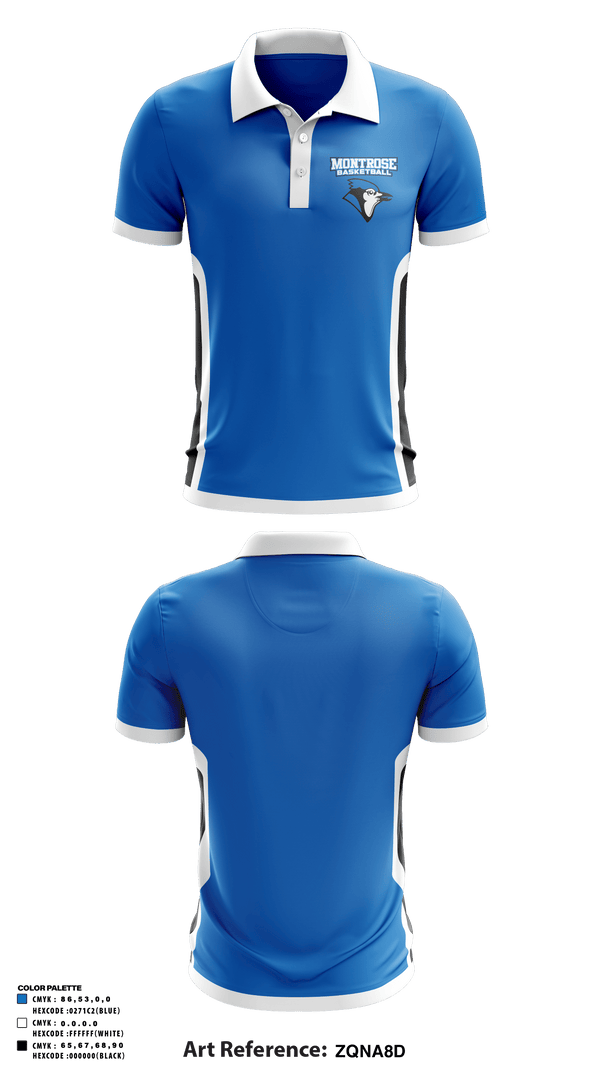 Short Sleeve Performance Polo, Montrose High School Basketball, Men's Basketball, Teamtime, Team time, sublimation, custom sports apparel, team uniforms, spirit wear, spiritwear, sports uniforms, custom shirts, team store, custom team store, fundraiser sports, apparel fundraiser